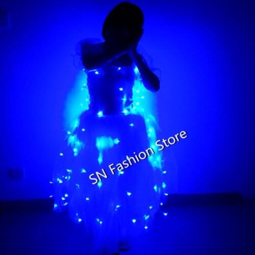 M1130 Party ballroom dance wear Led light costumes stage clothes luminous skirt ballet party cosplay wedding bar dj disco dress