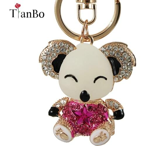 Lovely Bear Ear Keyring New Fashion Cute Rhinestone Crystal Charm Purse Bag Car Key Chain Gift Dazzlingly Beautiful