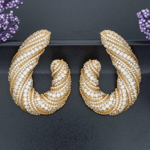 ModemAngel Water Drop Cubic Zirconia Gold Color African Women Wedding Engagement Luxury Fashion Earring Party