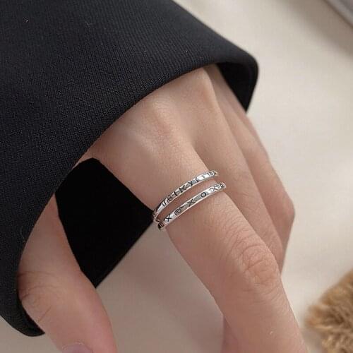 Fashion Minimalism Silver Ring Resizable Creative Carving Greek Womens Punk Jewelry For Party Birthday Gift Best Friend Rings