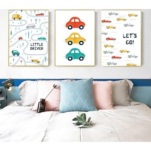 Cartoon Toy Boy Car Driver Club Wall Art Vintage Canvas Painting Print Nursery Posters Nordic Pictures Baby Kids Room Decoration