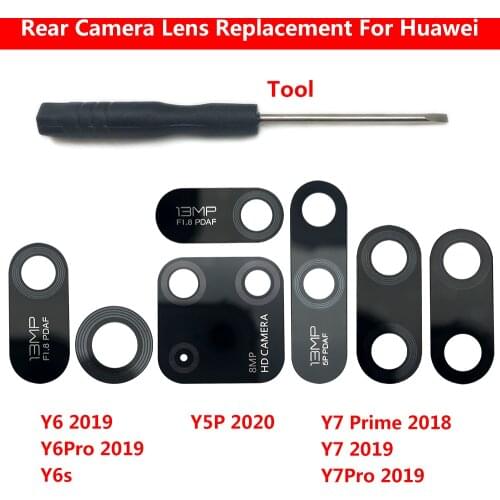 2pcs For Huawei Y5 Y6 Y7 Pro Y9 Prime 2017 2018 P Smart 2019 Camera Glass Lens Back Rear Camera Glass Lens with Glue