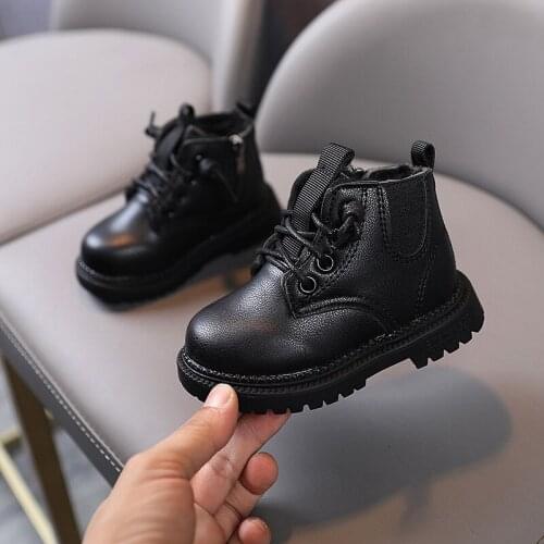 Baby Autumn Children Martin Boots Kids Girls Martin Boots Fashion Black British Style Boys PU Leather Boots Children Short Boots