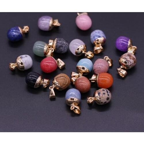 Fashion 2PC Natural Stone Rose Quartzs Pendant Charms Bean-shaped Lapis Lazuli Pendants DIY Necklace Earring Jewelry Making Gift