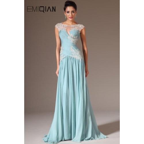 Freeshipping New A Line Scoop Neckline Sweep Train Formal Evening Dress