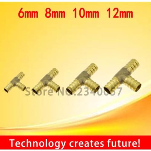 1Pcs 6mm 8mm 10mm 12mm BRASS T Hose Joiner Piece 3 WAY Fuel Water Air Pipe TEE CONNECTOR