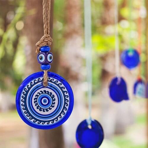 H&D Glass Large Blue Evil Eye Wall Hanging Ornament Fengshui Turkish Nazar Bead Pendant Home Car Protection Charms Lucky Gift