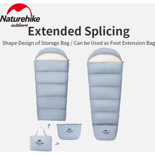 Naturehike Ultralight Children Sleeping Bag 12℃~-8℃ Down Cotton Spliceable Sleeping Bag Mummy Style With Hat Outdoor Camping