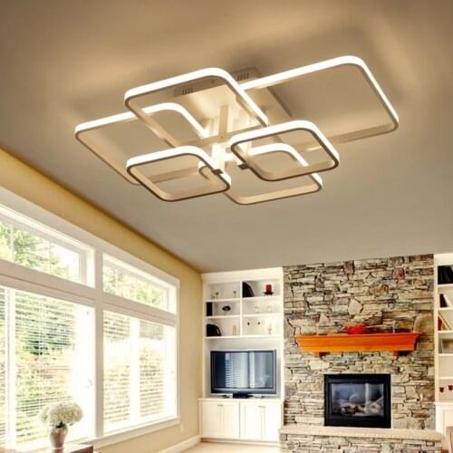 Led Chandelier lighting for living room bedroom Square Rings AC85-265V Led Ceiling chandelier Lamp Fixtures lustre plafonnier