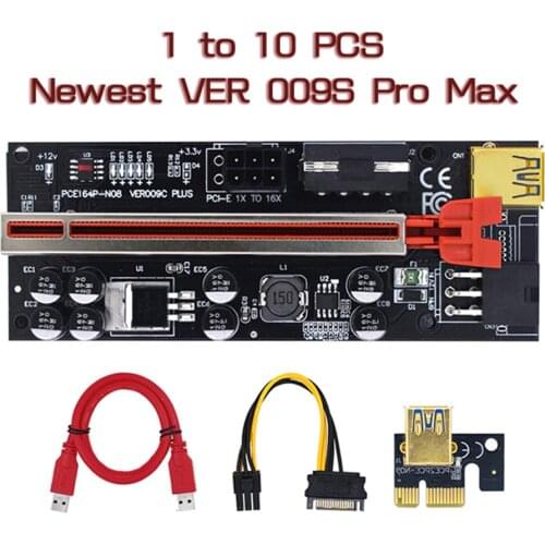 LED USB 3.0 PCI Express 1X to 16X Transfer Card PCIe Riser Extender Adapter Converter for VER009C-PLUS GPU Mining