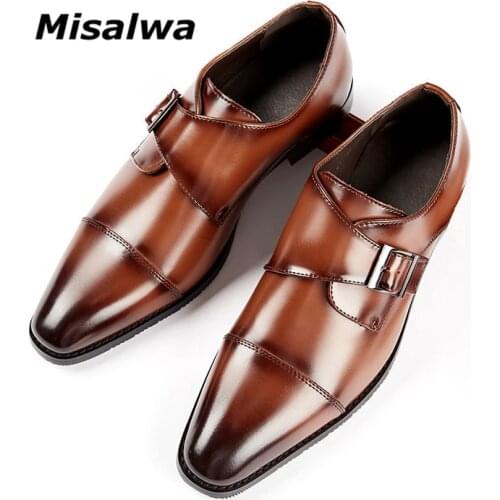 Square Toe Buckle Strap Men Dress Oxford Shoes Misalwa Big Size Leather Suit Shoes Heavy Luxury British Wedding Shoes Office