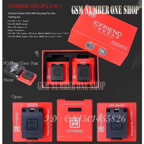 2019 NEWEST ORIGINAL UFS adapters socket ICFriend ICs-UFS 3 IN 1 support UFS BGA254 BGA153 BGA95 with EASY JTAG PLUS box work