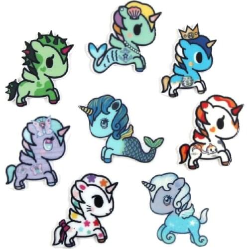 10pPcs Resin Unicorn Patches Kawaii Cartoon Resin Horse For DIY Hairpin Flat Back Cabochon Handmade Material Hair Accessories