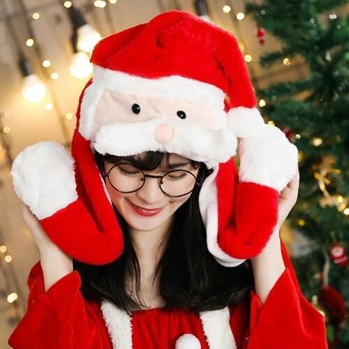 1PCS Cute Christmas Hats LED Glowing Flannel High-end Christmas Hats Santa Hats Decoration Holiday Gifts Christmas gift hat