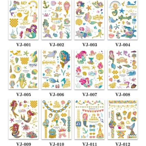 1Pc Mermaid Temporary Tattoo Stickers Waterproof Sticker Under The Sea Birthday Baby Shower Decor Little Mermaid Party Gift