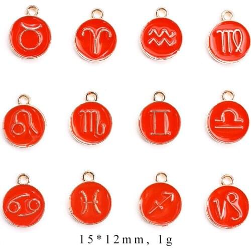 12pcs/Lot 12 Constellations Diy Handmade Oil Enamel Charms Design for Jewelry Making Earring Bracelet or Necklace