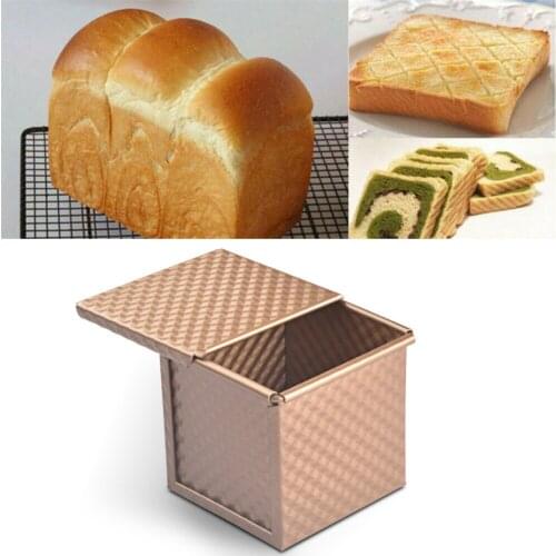 2021 Loaf Pan With Cover Bread Baking Mould Cake Toast Non-Stick Toast Box with Lid Gold Aluminized Steel Bread Mould Bread Mold