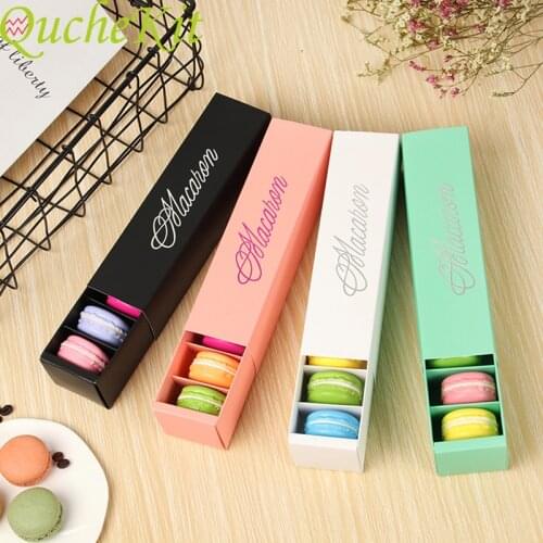 5pcs Macaron Paper Packing Box Beautifully Packaged Wedding Party Cake Storage Biscuit Paper Box Cake Decoration Baking Boxes