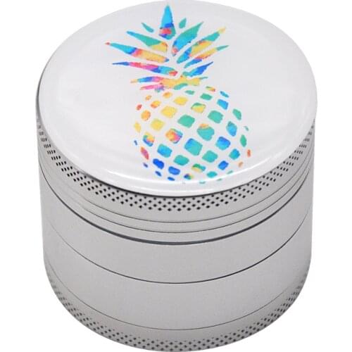 Pineapple Sticker Premium Aluminum Metal Herb Grinder With CNC Diamond Teeth 50MM 4 Pieces Tobacc Grinder Herbal Smoke Miller