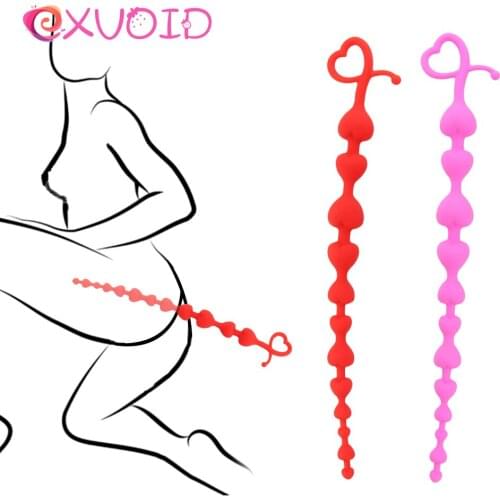 EXVOID Long Anal Plug 12 Balls Butt Plug for Beginner Sex Toys for Women Men Gay Anal Beads G Spot Massager Anus Dilator