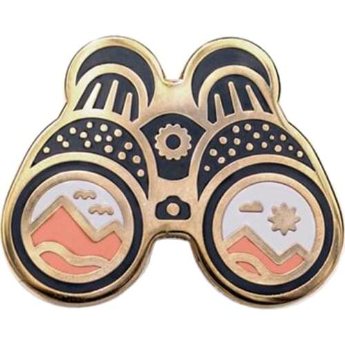 Binocular Telescope Mountain Clouds Brooch Pins Enamel Metal Badges Lapel Pin Brooches Jackets Fashion Jewelry Accessories