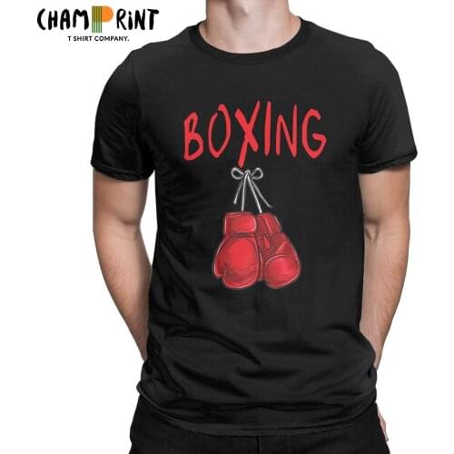 Boxing Gloves Men T Shirt Boxer Hipster Tees Short Sleeve O Neck T-Shirt 100% Cotton Unique Clothes