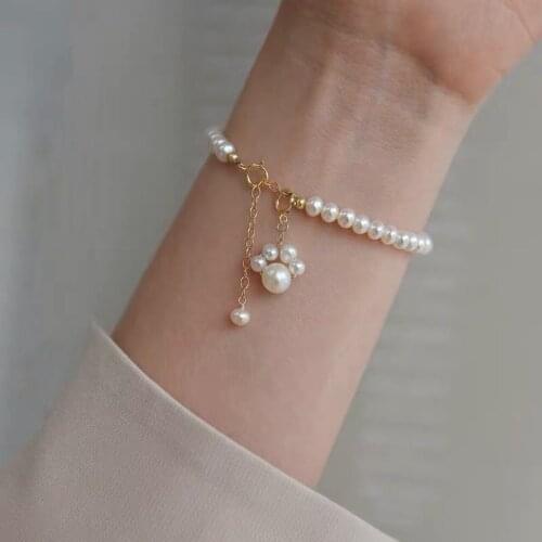 Fashion Simple Gold Plated Cat Claw Pearl Bracelet Womens Cute Fine Hand Chain Bracelets Wedding Jewelry Party Gifts