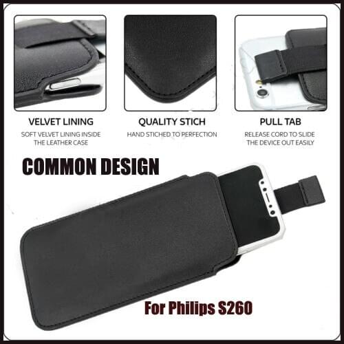 Casteel PU Leather Case For Philips S260 S397 Case Pull Tab Sleeve Pouch Case Cover