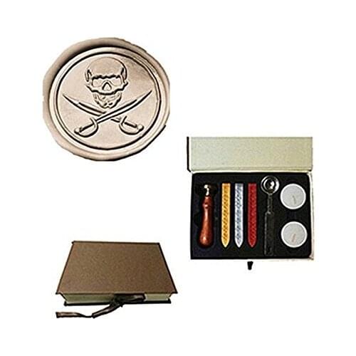 MDLG Vintage Skull Cross Sword Custom Picture Logo Wedding Invitation Wax Seal Sealing Stamp Sticks Spoon Gift Box Set Kit