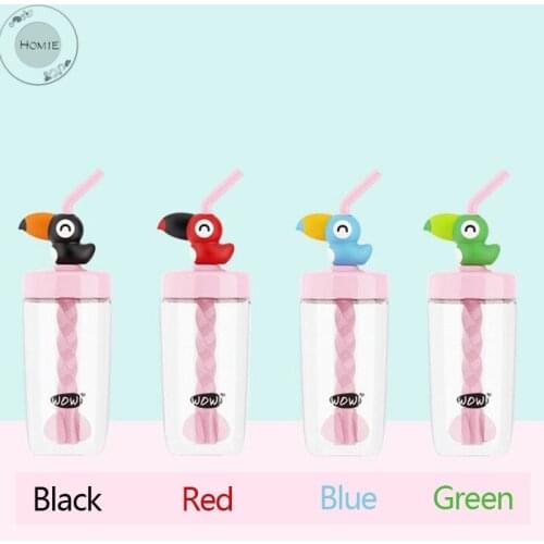 Hot 400ml Cute Simple cartoon pecker water bottle With a straw Straw type child Be used in home offices Sports gym Lazy cup Gift