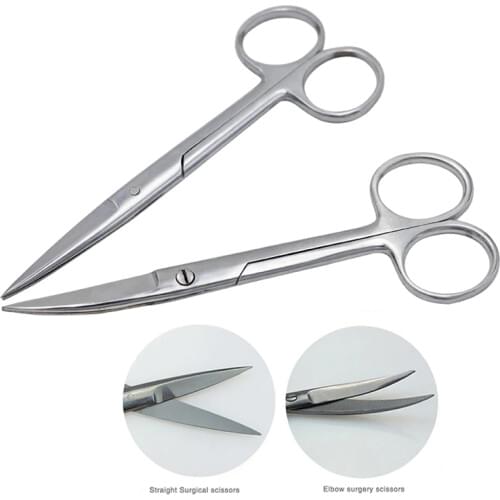 10cm/14cm/16cm/18cm Stainless Steel Surgical Scissors Straight/Curved Tip Dental Suture Forceps Tissue Scissors