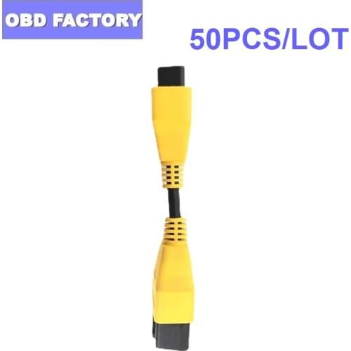 50PCS 16pin Male to Female interface Cable13CM Extension Cable OBD2 Yellow Durable Plug Extension Adapter