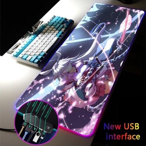 RGB Mouse Pad Anime Girl Yae Sakura Typec Interface Four USB Docking USB HUB Multi-interface XXL Honkai Impact MousePad DeskMat