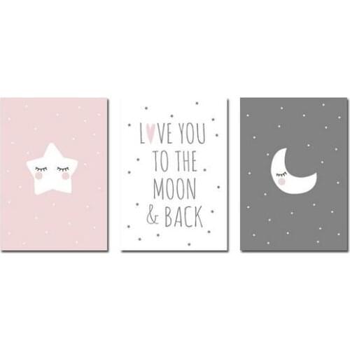 Lot style Choose Cute Moon Star Baby Nursery Art print Silk poster Home Wall Decor