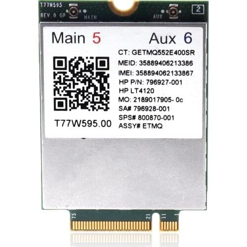 Lt4120 Snapdragon X5 LTE T77W595 796928-001 4G WWAN M.2 150Mbps LTE Modem For HP Elite x2 840 850 G3 640 650 645 G2