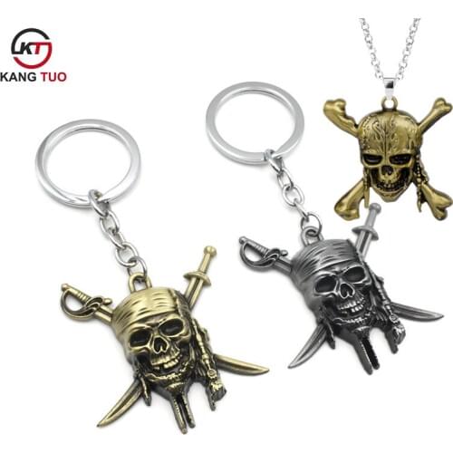 Fashion Jewelry Vintage Charm Alloy Pendant Necklace Pirates of the Caribbean Choker Keychain Bronze Pendant llaveros