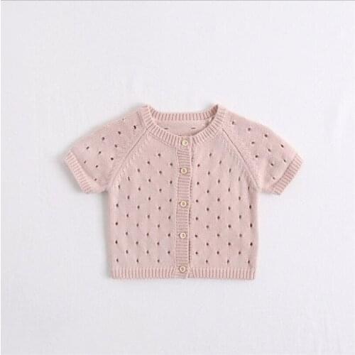Soft breathable baby boy/girls jacket summer short sleeve newborn baby coat thin knitted outwear for kids clothes tops girls