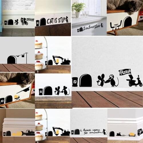 Mouse Cat 3d Vivid Hole Car Wall Stickers Decal Home Decals Bedroom Door Decor