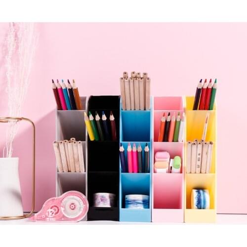 Sugarpen Kawaii Desk Pen Holder Desktop Organizer Stand Large CapacityPencil Makeup Storage Box Case School Office Stationery