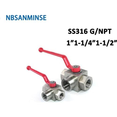 NBSANMINSE KHB3K NPT G 1 1-1/4 1-1/2 Stainless Steel SS316 High Pressure Ball Valve 31.5MPa for oil, water and gas