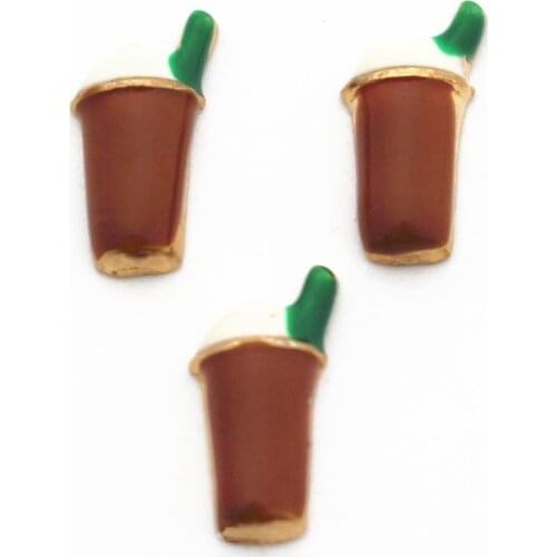 Newest 10pcs/lot coffee cup floating charms living glass memory lockets diy animal Accessory charms jewelry