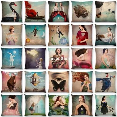 New Elegant Lady Lovely Girls Shakespeare Opera Classical Painting Magical Mind Imagination Cushion Cover Sofa Pillow Case