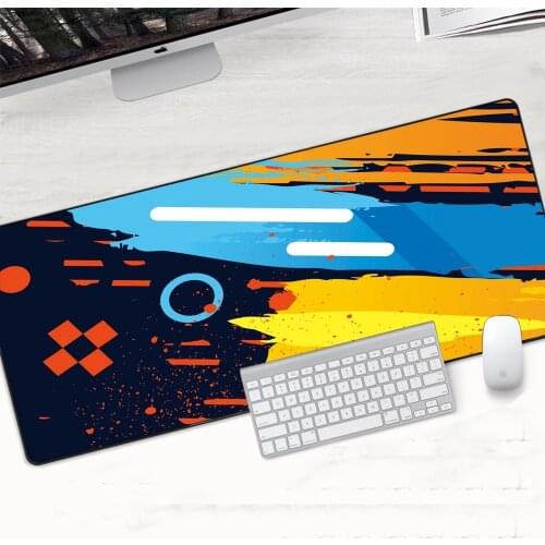 Print Colorful Pattern Full Desk Mice Mat with Natural Rubber Long Desktop Laptop Mousepad Lockedge Gaming Mouse Pad for Office