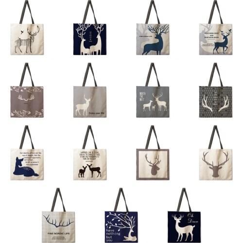 Nordic Elk Ladies Casual Handbag Ladies Shoulder Bag Outdoor Beach Bag Clutch Foldable Shopping Bag