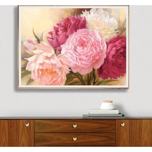 Sale 5D Full Diamond Embroidery Peony Flowers DIY Cross Stitch Kits Household Handmand Diamond Painting Decoration Crafts