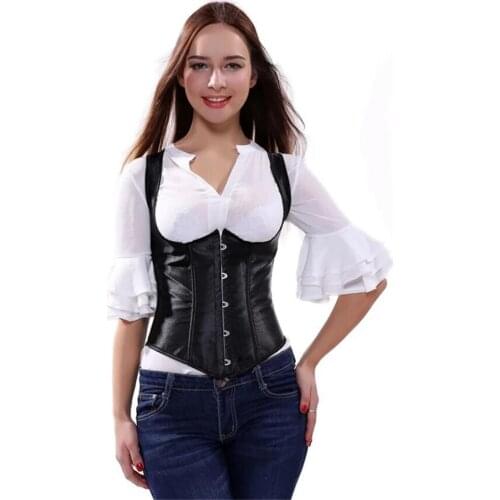 Steampunk Abdomen Sexy Ladies Underbust Corset Satin Back Clip Vest Top Body Shape Waist Cincher Shapewear S-6XL