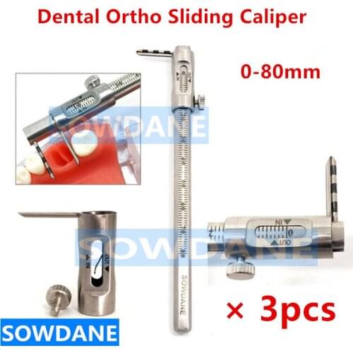 3 pieces Sliding Caliper Measuring Instrument Dental Orthodontic Tooth Measuring Caliper Ruler 0-95 mm Stainless Steel