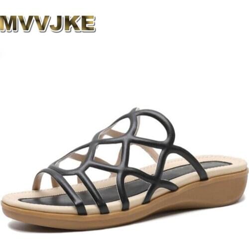 MVVJKE Fashion women outerwear bohemian hollow out slippers women summer sandals non-slip leisure beach shoes comfortable