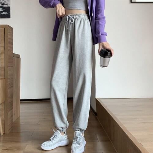 Womens Pants 2021 Autumn New Cotton Trousers Casual Harem Pants Loose Ankle Length Pure Color Korean Ladies Sweat Pants Women
