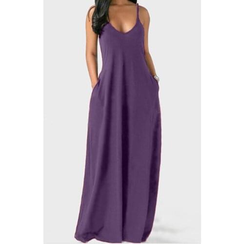 Women Summer Long Dress Vestido Feminino Sexy Spaghetti Strap Sleeveless Pockets Maxi Dress Casual Size Beach Dresses G2820